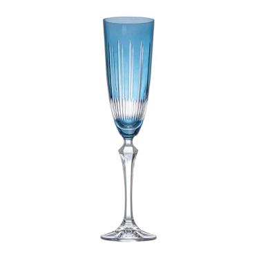 Imagem de Taça para Champanhe Lapidada - Elizabeth - Cristal Ecológico - 200ml - Azul - Bohemia