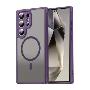 Imagem de Capa fina magnética para Samsung Galaxy S26/S26 Plus/S26 Ultra, parte traseira translúcida, com sensação de pele com cobertura protetora para câmara (roxo, 26)