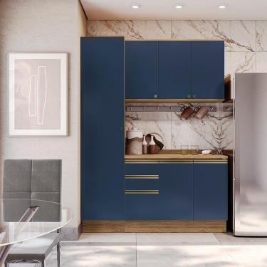 Imagem de Armário De Cozinha Compacta 100% Mdf 170cm Nogueira/azul Profundo Celeste Kappesberg