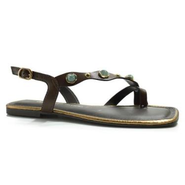 Imagem de Sandália Rasteira Feminina Dakota Y9381, Marrom, 38