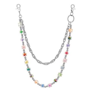 Imagem de ARZASGO Corrente de calça punk em camadas para homens e mulheres, corrente de jeans hip hop gótica com detalhes em doces, corrente de calças de motociclista, acessórios de chaveiro fashion gótico emo