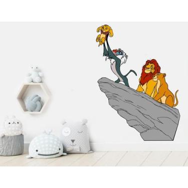 Imagem de adesivo de parede rei leão pedra simba decoração quarto sala filme leõ