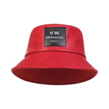 Imagem de Chapéu Bucket Unissex De Couro PU Brooklyn Panama Para Viagem Ao Ar Li