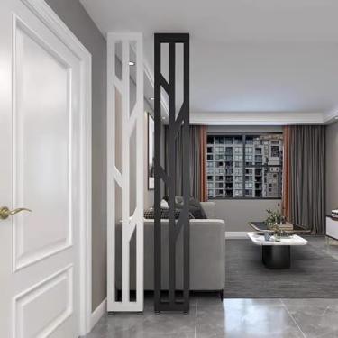 Imagem de Divisória removível - Divisória de privacidade de 2 painéis, divisor independente do chão ao teto (altura ajustável de 9 a 2,4 m, sem perfuração, preto/branco, 80 cm de altura)