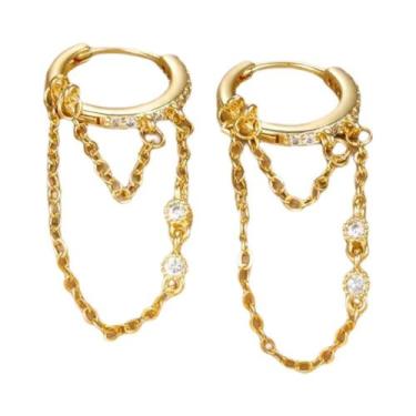 Imagem de Brinco Feminino De Titânio Puro 99% Com Corrente Longa Dupla, Pingente