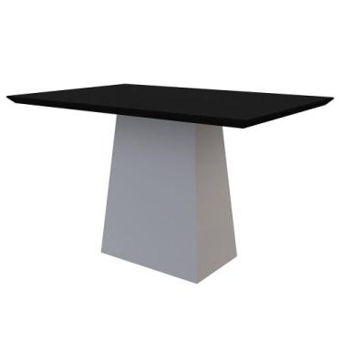 Imagem de Mesa de Jantar Retangular Tampo com Vidro Ester 160 cm Preto Base Off 