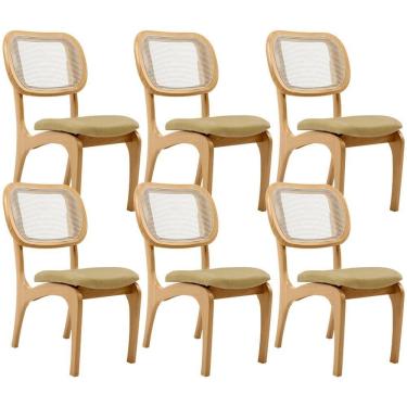 Imagem de Kit 6 Cadeiras Para Sala De Jantar Estofada E Tela Mariah L02 Couríssimo Fendi