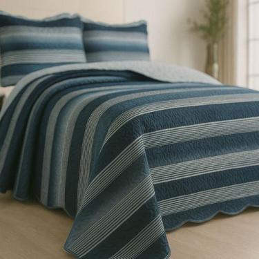 Imagem de Cobre Leito Casal Estampado Colcha Dupla Face Matelado c/ Porta Traves