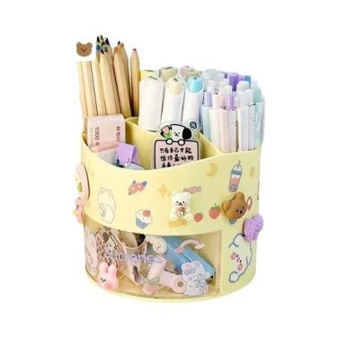 Imagem de Organizador De Mesa Giratório Kawaii: Porta-Canetas E Caixa De Papelar