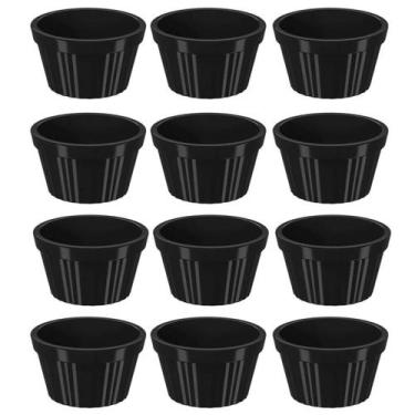 Imagem de Kit 12 Ramekin 60ml Preto Molho Maionese Shoyu Restaurante Lanchonete 
