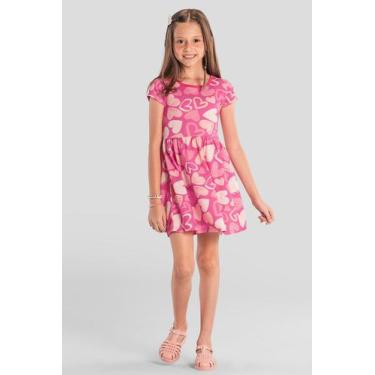 Imagem de Vestido infantil menina de corações Brandili, 8, Rosa