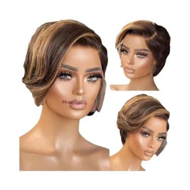 Imagem de Peruca Curta Bob Loiro Mel Com Renda Frontal, Cabelo Humano Remy Brasi