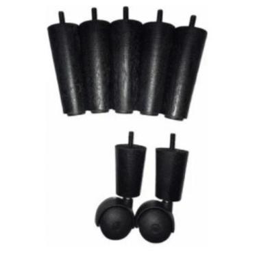 Imagem de Pés Cama Box 12cm Casal Queen Com Rodizio 7 unid 5x2 Preto - FERRAGENS