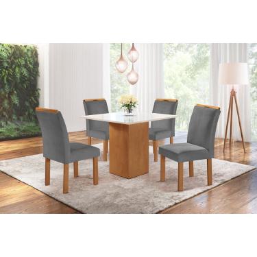 Imagem de Sala de Jantar 4 Cad Vidro 0,9x0,9m - Chicago - Sky Móveis