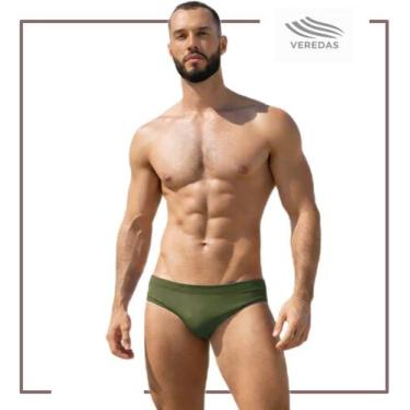 Imagem de Sunga Slip Forrada Adulto lateral 8cm - Veredas, Verde militar, G