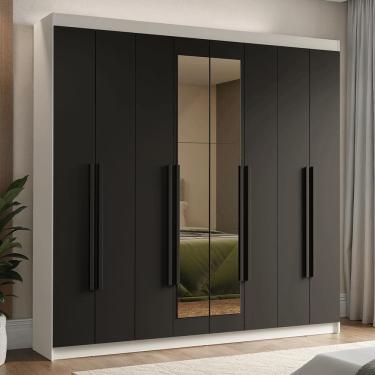 Imagem de Guarda-roupa Casal 8 Portas Batentes Com Espelho Venus Madesa Branco/preto