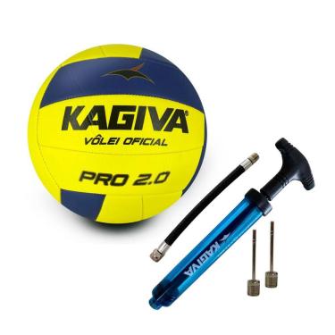 Imagem de Kit Bola De Vôlei Kagiva 2.0 Pro Costurada + Bomba De Ar Kagiva Dupla Ação