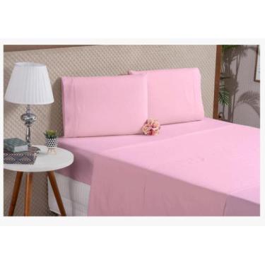 Imagem de Jogo De Cama Com 2 Lençóis 180 Fios Macio Casal King Rosa - Beatriz En