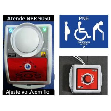 Imagem de Alarme Audio Visual Pne ,com fio, sanitário/cadeirante/1botão - seglux