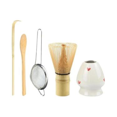 Imagem de Conjunto De Chá De Bambu 4/5 Peças: Batedor De Matcha, Colher, Peneira