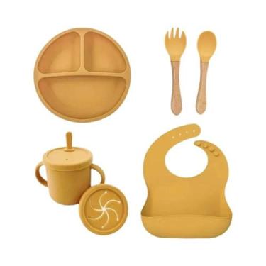 Imagem de Conjunto De Utensílios Para Bebês: Tigela Com Sucção, Copo Com Canudo,