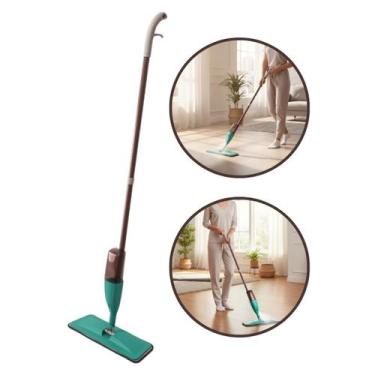 Imagem de Mop Spray Giratório Articulável Pulverizador Limpeza Rodo Azul-turques