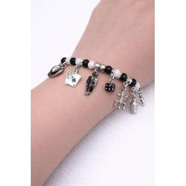 Imagem de Pulseira Zé Pretinho Preto e Branca  Proteção  Sabedoria  Equilíbrio E