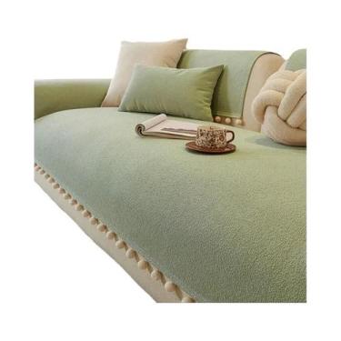 Imagem de Capa De Sofá Chenille Fofa Com Bolas De Pelúcia E Textura Sólida Para 