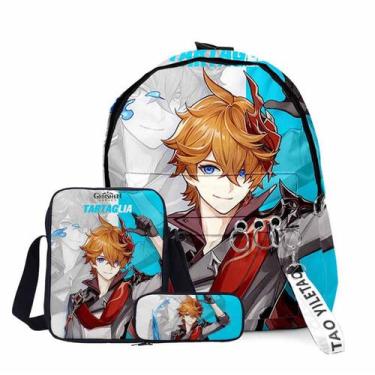 Imagem de Conjunto de mochilas escolares Genshin Impact Tartaglias Cartoon Kids 