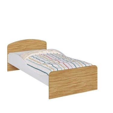 Imagem de Cama Solteiro Moveis Peroba Lua Montessori 100% MDF -, Branco Amêndoa