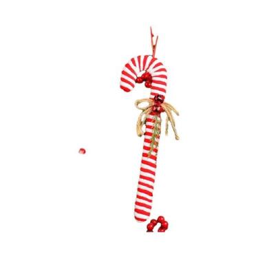 Imagem de Enfeites De Natal Em Pelúcia Vermelhos E Brancos Em Formato De Bengala