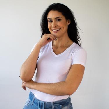 Imagem de Blusa Feminina Básica Lisa Decote V Manga Curta Anticorpus-Feminino