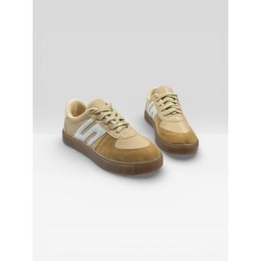 Imagem de Tênis Casual Feminino Com Recortes E Cadarço Palha - CLOSET, Palha, 36