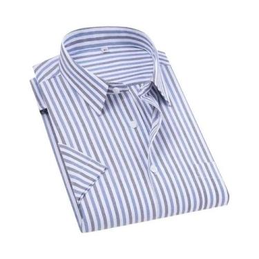 Imagem de Camisa Masculina De Verão 100% Algodão Puro Oxford Manga Curta Casual 