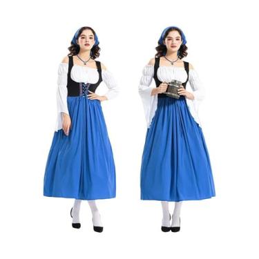Imagem de Vestido Dirndl Alemão Feminino Adulto, Fantasia Medieval De Empregada 