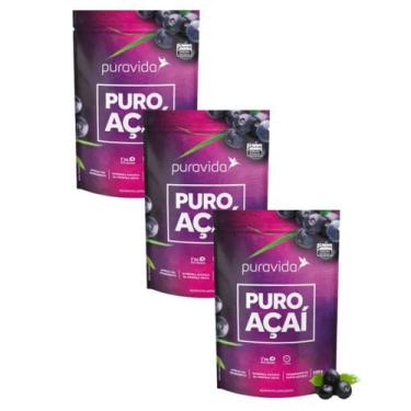 Imagem de 3x Açaí Em Pó Liofilizado Vegano 200g Pura Vida 100puro Açaí
