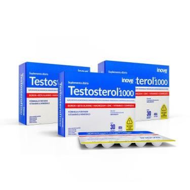 Imagem de Testosterol 1000  Kit 3 Unidades 30 comp. Coqueteleira Inove  Força, E