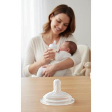 Imagem de Bico Silicone Universal: Suporte Labial Conforto Bebê 6-12m - Congratu