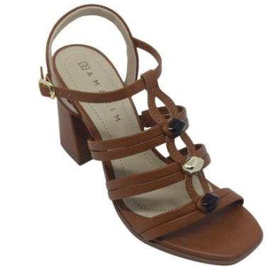 Imagem de Sandália Ramarim Feminina com Enfeite em Pedras e Salto 9cm-Feminino