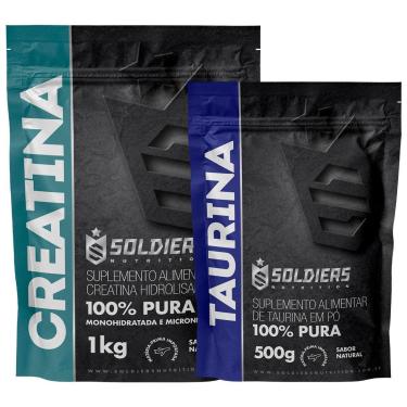 Imagem de Kit: Creatina Monohidratada 1Kg + Taurina 500g - 100% Pura Importada - Soldiers Nutrition-Unissex