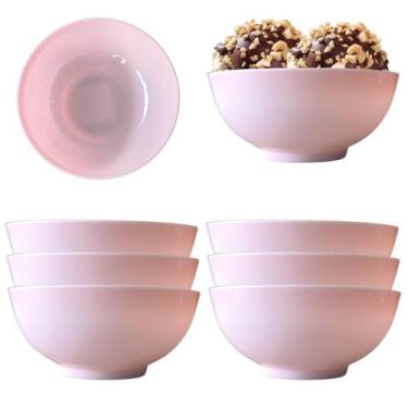 Imagem de 6 Tigelas Bowl Redonda em Melamina Para Sobremesa 650ml Rosa - Sk
