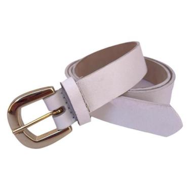 Imagem de Cinto Feminino Fino Country Couro Legítimo - RIJEERO, Branco, P