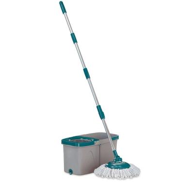 Imagem de Mop Giratório Mop7504 para Limpeza com Baldes Empilháveis em PP e Aço Inox Ideal para Casas Cinza e Verde Esmeralda