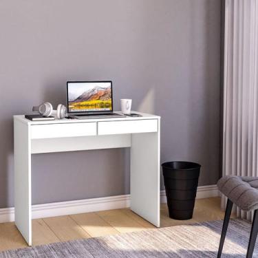 Imagem de Mesa Escrivaninha Tijuca 90cm 2 Gavetas Branco - Politorno