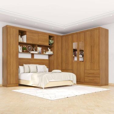 Imagem de Guarda-Roupa Casal Modulado Andorra 10 Portas 4 Gavetas com Espelho Cinamomo - Pnr Móveis