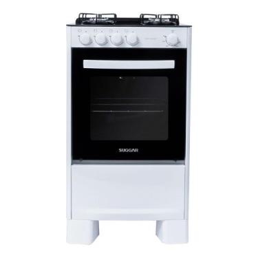 Imagem de Fogão Suggar de Piso Cook Essence 4 Bocas com Mesa de Vidro, Branco