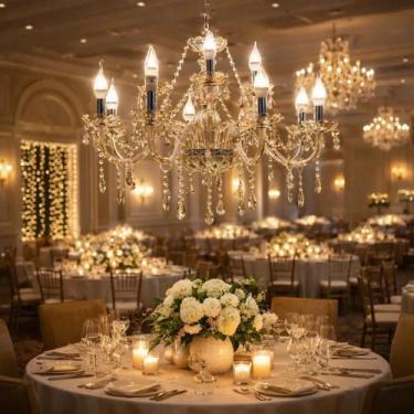 Imagem de Lustre para sala Lustre De Cristal Luminária Luxuoso Ambar Com 12 Braç