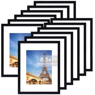 Imagem de Conjunto de 12 Molduras Fixwal 21,6x27,9 cm em PVC Preto