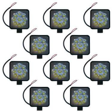 Imagem de 10 Farol Milha 9 Leds 27W Quadrado IP67 Carro Caminhão 2090lm - CARDAD