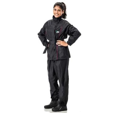 Imagem de Capa Chuva Nylon Feminina Pantaneiro Preto c/ Vivo Rosa EX